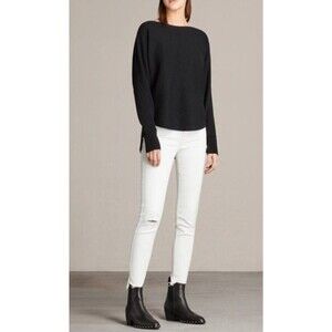 AllSaints Women's size S Merino Wool Heather Black Esia Jumper Sweater c